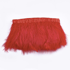 Rouge Garniture de franges de plumes de dinde, accessoires de costumes, teint, rouge, 120~180 mm, environ 2 m / sac