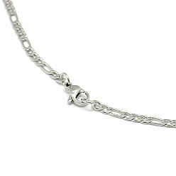 Stainless Steel Color 304 Stainless Steel Figaro Chain Necklace Making, Stainless Steel Color, 17.91 inch(45.5cm), 3mm