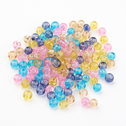 Mixed Color Baking Painted Crackle Glass Beads, Pastel Mix, Round, Mixed Color, 4~4.5x4mm, Hole: 1mm, about 400pcs/bag