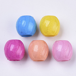 Mixed Color Opaque Acrylic Beads, Large Hole Beads, Barrel, Mixed Color, 17.5x17mm, Hole: 9mm, about 210pcs/500g