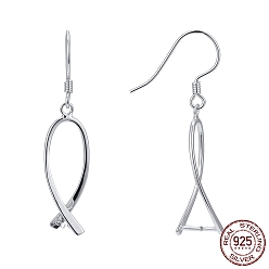 Platinum Rhodium Plated 925 Sterling Silver Earring Findings, with Bar Links and Ice Pick Pinch Bail, Platinum, 37mm, 21 Gauge, Pin: 0.7mm and 1mm