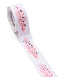 Pink Étiquette cadeau autocollante en papier youstickers, rectangle merci autocollants étiquettes, pour les petites entreprises, rose, 2.9x6x0.01 cm, 120pcs / roll