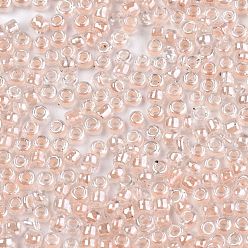 Misty Rose 12/0 Glass Seed Beads, Transparent Inside Colours Luster, Round Hole, Round, Misty Rose, 12/0, 2~2.5x1.5~2mm, Hole: 0.8mm, about 30000pcs/bag