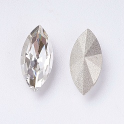 Silver Shade Imitation Austrian Crystal Glass Rhinestone, Grade A, Pointed Back & Back Plated, Horse Eye, Silver Shade, 15x7x4mm