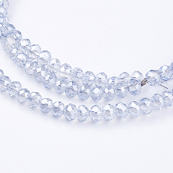 WhiteSmoke Electroplate Glass Beads Strands, Full Rainbow Plated, Faceted, Rondelle, WhiteSmoke, 3x2mm, Hole: 1mm, about 160~165pcs/strand, 15.35 inch~15.75 inch(39~40cm)