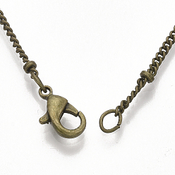 Bronze Antique Fabrication de collier de chaîne gourmette en fer recouvert de laiton, avec des perles et des pinces de homard, bronze antique, 32 pouce (81.5 cm)