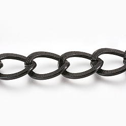 Black Aluminium Twisted Chains Curb Chains, Unwelded, Black, Link: about 15mmx20mm