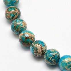 Turquoise Natural Imperial Jasper Round Bead Strands, Dyed, Turquoise, 8mm, Hole: 1mm, about 49pcs/strand, 15.4 inch