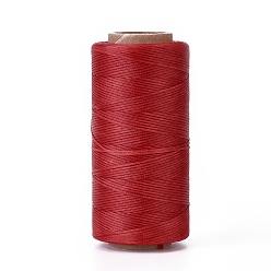 Красный Вощеный шнур полиэстера, микро шнур макраме, вощеная швейная нить, плоский, красные, 0.8 мм, около 284.33 ярдов (260 м) / рулон