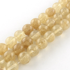 Soie De Maïs Brins de perles rondes en verre de pierre de pastèque de café, cornsilk, 6mm, Trou: 1mm, Environ 62 pcs/chapelet, 15.7 pouce