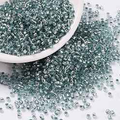 Light Blue Cylinder Seed Beads, Silver Lined, Round Hole, Uniform Size, Light Blue, 2x1.5mm, Hole: 0.8mm, about 40000pcs/bag, about 450g/bag