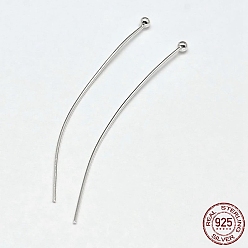 Серебро 925 штифты из серебра 925, серебряные, 30x0.7 мм (калибр 21), Шар: 2 mm, Около 115 шт / 20 г