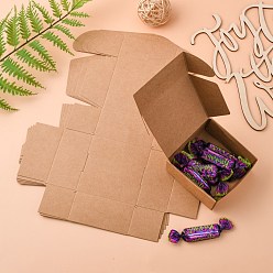 BurlyWood Kraft Paper Gift Box, Shipping Boxes, Folding Boxes, Square, BurlyWood, 8x8x4cm