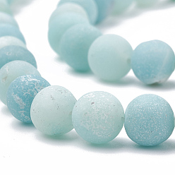Amazonite Natural Amazonite Beads Strands, Frosted, Grade A, Round, 4mm, Hole: 1mm, about 96pcs/strand, 15.5 inch