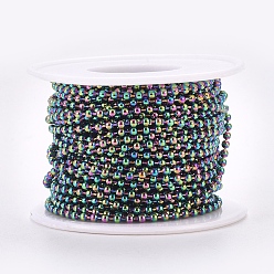 Rainbow Color Ion Plating(IP) 304 Stainless Steel Ball Chains, with Spool, Rainbow Color, 2.5mm, about 32.8 Feet(10m)/roll