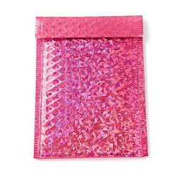 Deep Pink Laser Film Package Bags, Bubble Mailer, Padded Envelopes, Rectangle, Deep Pink, 24x15x0.6cm
