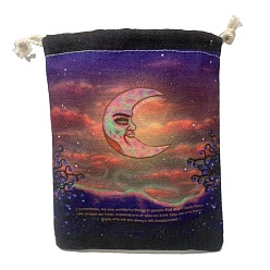 Lune Pochettes d'emballage en tissu de toile, sacs à cordonnet, rectangle, 15~18x13~14 cm
