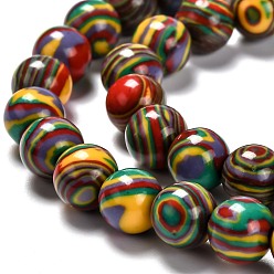 Colorful Synthetic Malachite Beads Strands, Dyed, Round, Colorful, 10mm, Hole: 1mm, about 38pcs/strand,  14.96 inch(38cm)