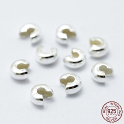 Серебро 925 чехол для обжимных бусин из стерлингового серебра, серебряные, 4 мм