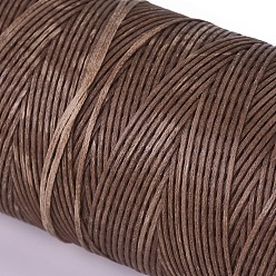 Сиена Вощеный шнур полиэстера, микро шнур макраме, вощеная швейная нить, плоский, цвет охры, 0.8 мм, около 284.33 ярдов (260 м) / рулон