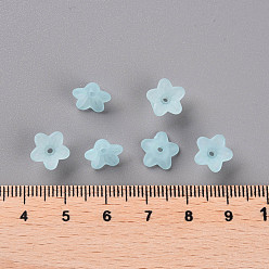 Light Blue Transparent Acrylic Beads, Flower, Frosted, Light Blue, 12x7mm, Hole: 1mm, about 4600pcs/500g