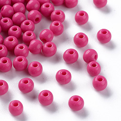 Camellia Opaque Acrylic Beads, Round, Camellia, 6x5mm, Hole: 1.8mm, about 4400pcs/500g