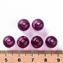 Magenta Transparent Acrylic Beads, Round, Magenta, 10x9mm, Hole: 2mm, about 940pcs/500g