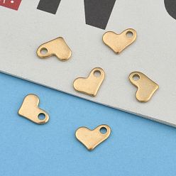 Golden Ion Plating(IP) 304 Stainless Steel Heart Charms, Chain Extender Teardrop, Golden, 8.5x6.5x1mm, Hole: 1.5mm