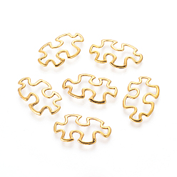 Antique Golden Tibetan Style Alloy Linking Rings, Cadmium Free & Nickel Free & Lead Free, Autism Puzzle Jigsaw, Antique Golden, 30x18x3mm