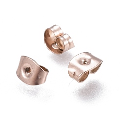Rose Gold Ion Plating(IP) 304 Stainless Steel Ear Nuts, Earring Backs, Rose Gold, 6x4.5x3mm, Hole: 0.8mm