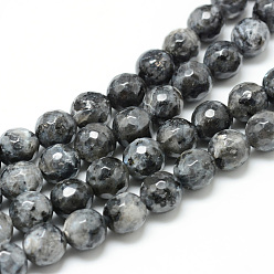 Larvikite Brins de perles de larvikite naturelle, teint, ronde à facettes, 10mm, Trou: 1mm, Environ 38 pcs/chapelet, 14.5 pouce