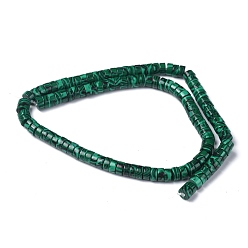 Malachite Synthetic Malachite Beads Strands, Heishi Beads, Flat Round/Disc, 6x3mm, Hole: 1mm, about 119~131pcs/strand, 14.76~15.74 inch(37.5~40cm)