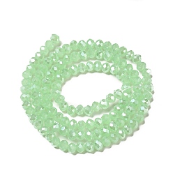 Pale Green Electroplate Imitation Jade Glass Rondelle Beads Strands, Faceted, AB Color Plated, Pale Green, 4x3mm, Hole: 1mm, about 139pcs/strand, 15.7 inch
