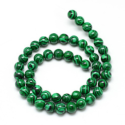 Malachite Synthetic Malachite Beads Strands, Round, 8mm, Hole: 1mm, about 50pcs/strand, 14.96 inch