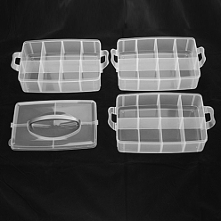 Clear Plastic Bead Containers, Rectangle,Three Layers, A Total of 24 Compartments, Clear, 234x153x185mm, Compartment: 72x56~57x74mm