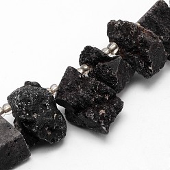 Black Electroplated Natural Agate Bead Strands, Druzy Agate, Nuggets, Dyed, Black, 22~37x14~17x17~21mm, Hole: 1.5mm, about 8pcs/strand, 5 inch