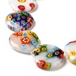 Colorful Handmade Millefiori Glass Beads Strands, Mother's Day Gift Beads, White Porcelain, Heart, White, Colorful, 20x20x6mm, Hole: 1mm, about 19pcs/strand, 15 inch