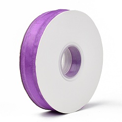 Orchid Solid Color Organza Ribbons, for Party Decoration, Gift Packing, Orchid, 1"(25mm), about 50yard/roll(45.72m/roll)
