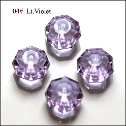 Lilas Imitations de perles de cristal autrichien, grade de aaa, facette, octogone, lilas, 6x4mm, Trou: 0.7~0.9mm