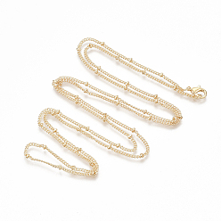 Light Gold Fabrication de collier de chaîne gourmette en fer recouvert de laiton, avec des perles et des pinces de homard, or et de lumière, 32 pouce (81.5 cm)