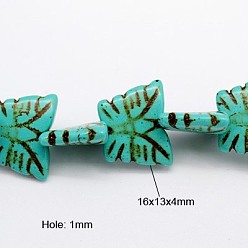Turquoise Synthetic Howlite Beads Strands, Dyed & Heated, Butterfly, Turquoise, 16x13x4mm, Hole: 1mm, about 38pcs/strand, 16 inch, about 22-24strands/1000g