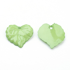 Yellow Green Opaque Acrylic Pendants, Leaf, Yellow Green, Size: about 16mm in diameter, 2mm thick, hole: 1mm, 1560pcs/500g