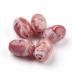Розово-Коричневый Акриловые бусины, Стиль имитация драгоценных камней, овальные, розово-коричневый, 13~13.5x9.5~10 мм, отверстие : 2 мм, Около 630 шт / 500 г