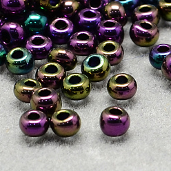 Colorful 12/0 Grade A Round Glass Seed Beads, Metallic Colours Iris, Colorful, 12/0, 2x1.5mm, Hole: 0.3mm, about 30000pcs/bag