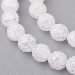 White Synthetic Crackle Quartz Beads Strands, 128 Facets, Round, White, 8mm, Hole: 1mm, about 50pcs/strand, 16 inch