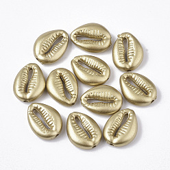 Light Khaki Spray Painted Acrylic Beads, Matte Style, Cowrie Shell, Goldenrod, 17.5x13.5x5.5mm, Hole: 1.8mm, about 700pcs/500g