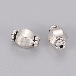Antique Silver Tibetan Style Spacer Beads, Lead Free & Cadmium Free, Barrel, Antique Silver, about 7mm in diameter, 10mm long, hole: 1mm