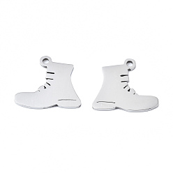 Stainless Steel Color 201 Stainless Steel Pendants, Laser Cut, Shoes, Stainless Steel Color, 13.5x15x1mm, Hole: 1.4mm