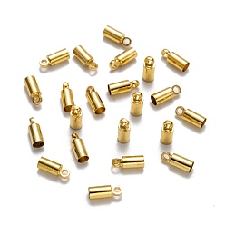 Golden Brass Cord Ends, Nickel Free, Golden, 9x3.5mm, Hole: 1.5mm, 3mm inner diameter
