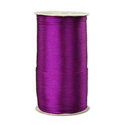 Purple Eco-Friendly 100% Polyester Thread, Rattail Satin Cord, for Chinese Knotting, Beading, Jewelry Making, Purple, 2mm, about 250yards/roll(228.6m/roll), 750 feet/roll
